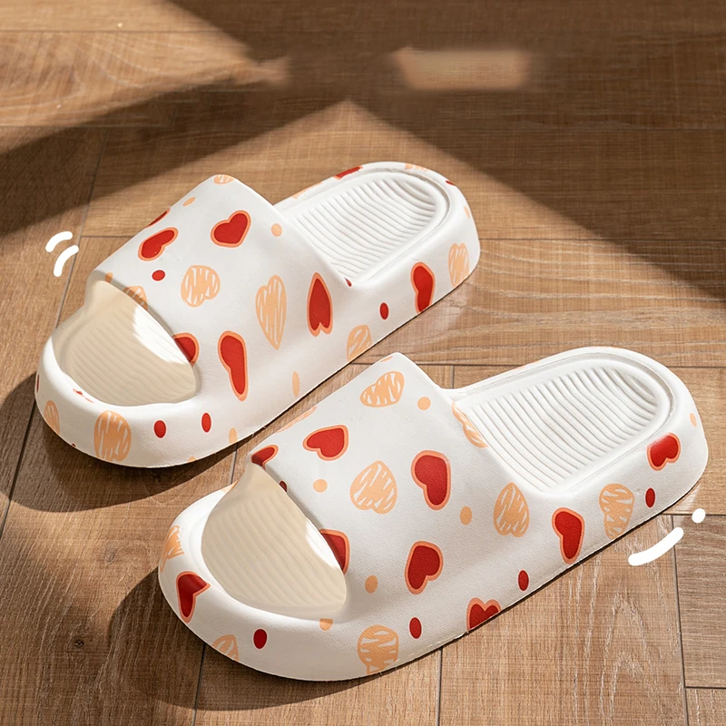 Trend Summer Love Pattern Ladies' Home Shoes Non-slip Cosy Slides Lithe Outdoors Seabeach Sandals For Women Slippers Flip Flops