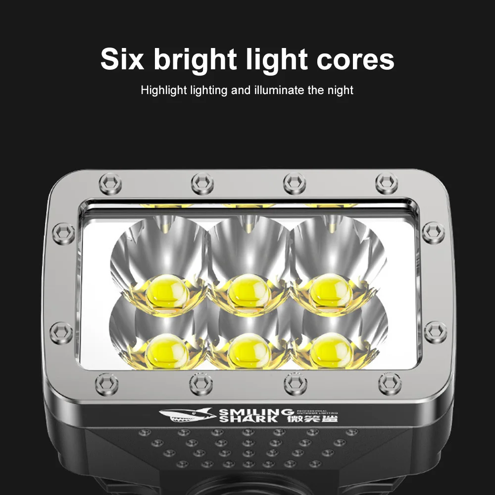 6 LED Flashlight Rechargeable Camping Lamp Work Light High Brightness Torch with Power Display Outdoor Waterproof Emergency Lamp