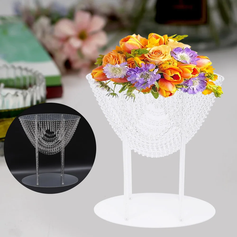 Alto acrílico flor stand para casamento, vaso claro, mesa de cristal, fundo dourado, EUA, 2PCs