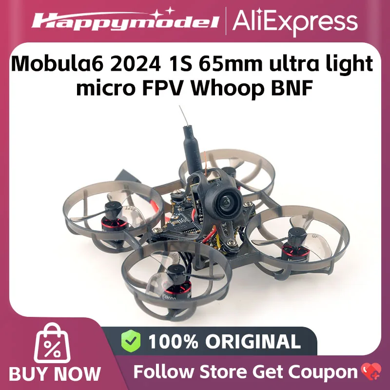 HappyModel Mobula6 2024 1S 65mm Ultra Light Micro FPV Whoop Drone مع ELRS 2.4 جيجا هرتز SuperX ELRS 800TVL 400 ميجا واط 0702 KV28000 ترقية