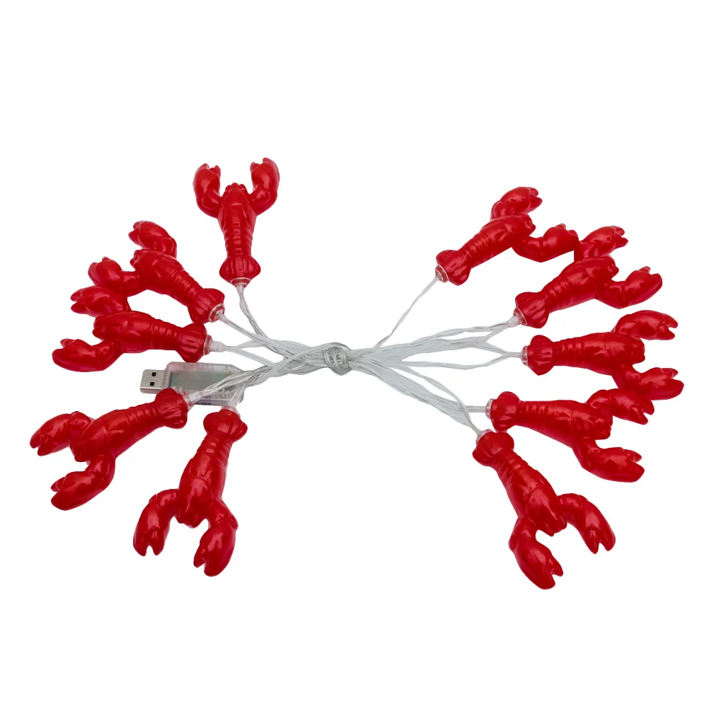 1 قطعة سلسلة ضوء عيد الميلاد جراد البحر الأحمر LED لوازم المهرجانات الزخرفية للداخل LED سلسلة مصابيح ضوء الزخرفية #2