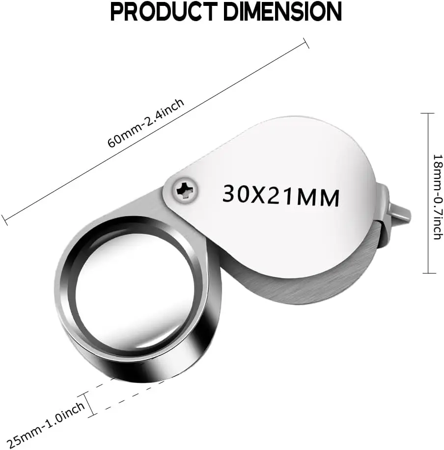 Folding Jewelry Magnifier Portable Pocket Magnifying Glass For Antique Diamond Appreciation 10x / 20x / 30x Magnification
