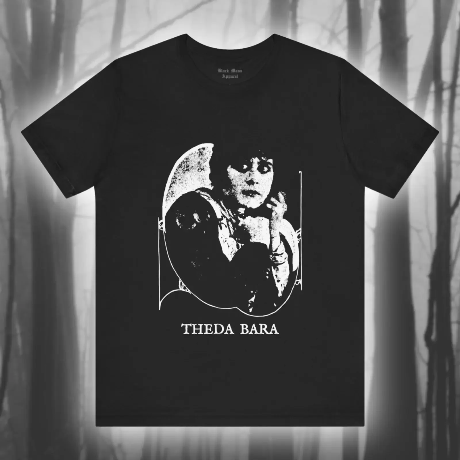 Theda Bara, Schauspielerin aus Stummfilm, Vintage Gothic T-Shirt, Femme Fatale, Vampir-Mädchen, lässiges Vintage-Design, gewaschen, atmungsaktiv.