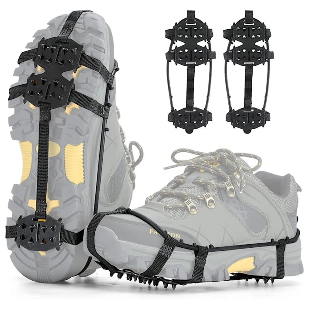 24 Teeth Climbing Crampons Anti-Slip Mountaineering Cleats Unisex Shoes Ice Gripper Walking Hiking Accessories