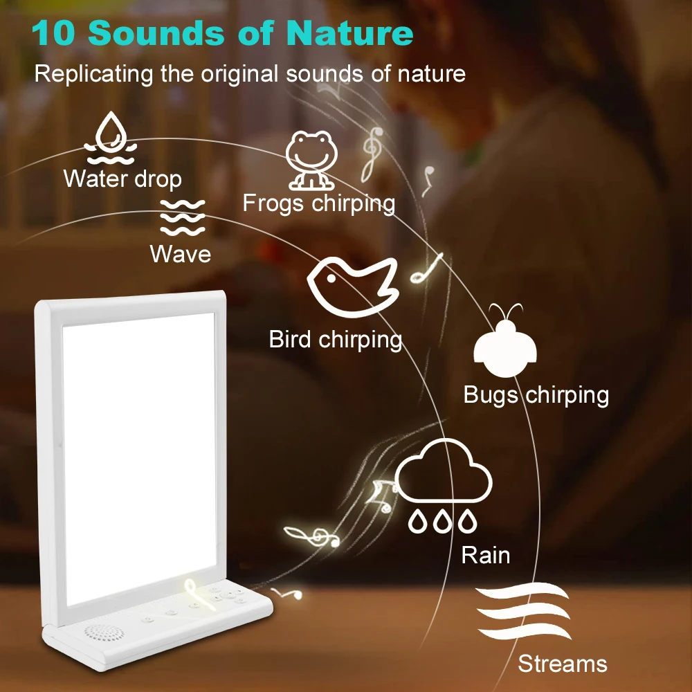 sad-光療法ランプ-–-超薄型昼光ランプ、3-調整可能な色温度、6-つのタイマー設定、10-のホワイト-ノイズ-オプション付き