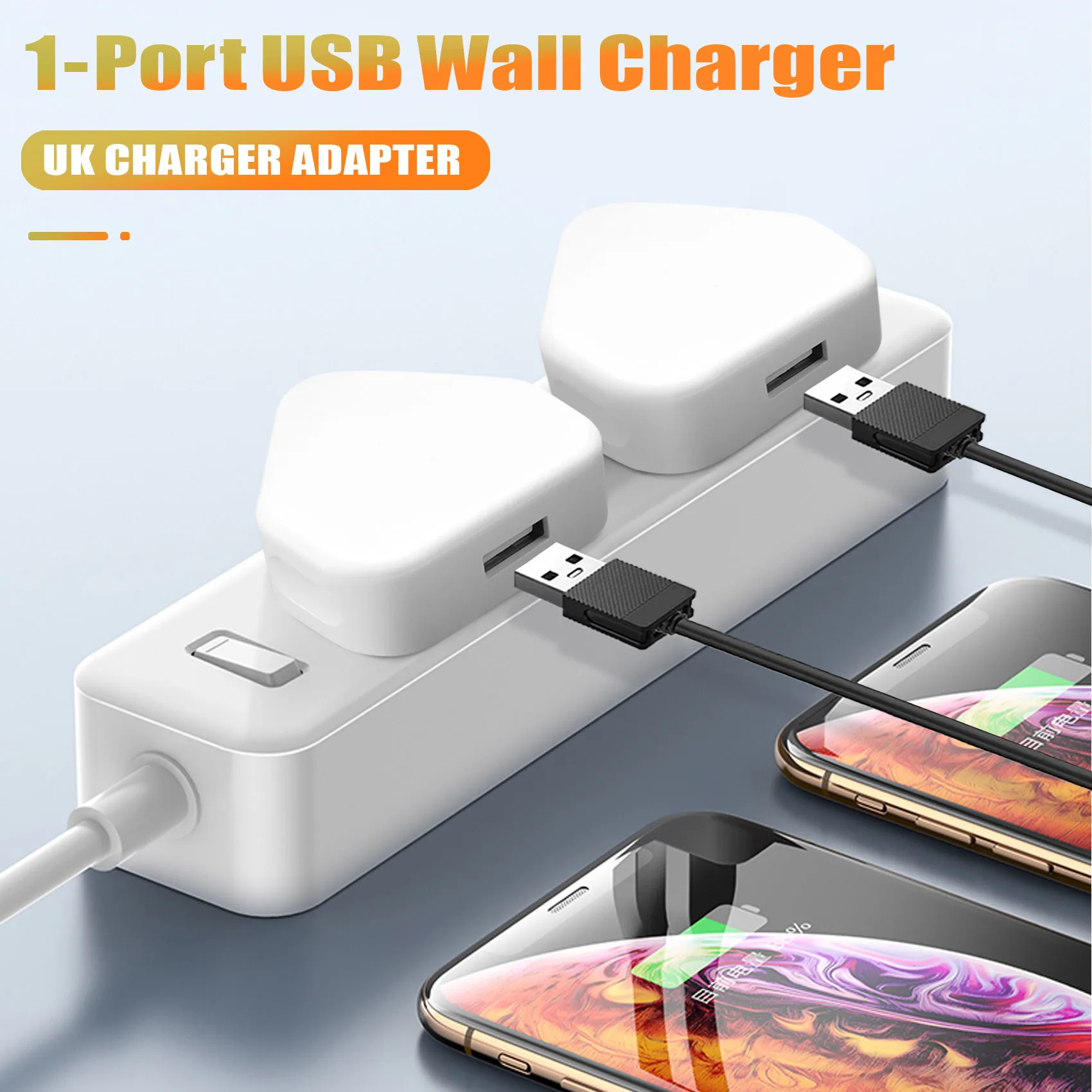 Adaptor Charger Dinding 3 Pin colokan Usb Universal, Charger Dinding 3 Pin dengan Port Usb, Charger perjalanan, pengisian untuk ponsel (1 Port)