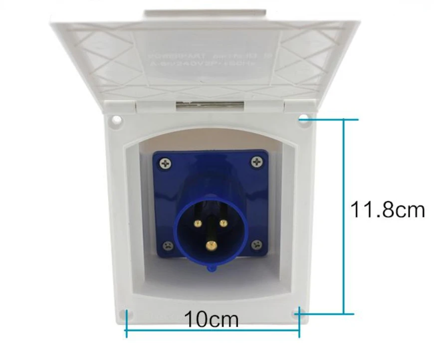 RV Camper 220V-240V 16A External Flush Hook Up Waterproof Plug Socket RV Yacht Waterproof 3-core Charging Socket Power Interface