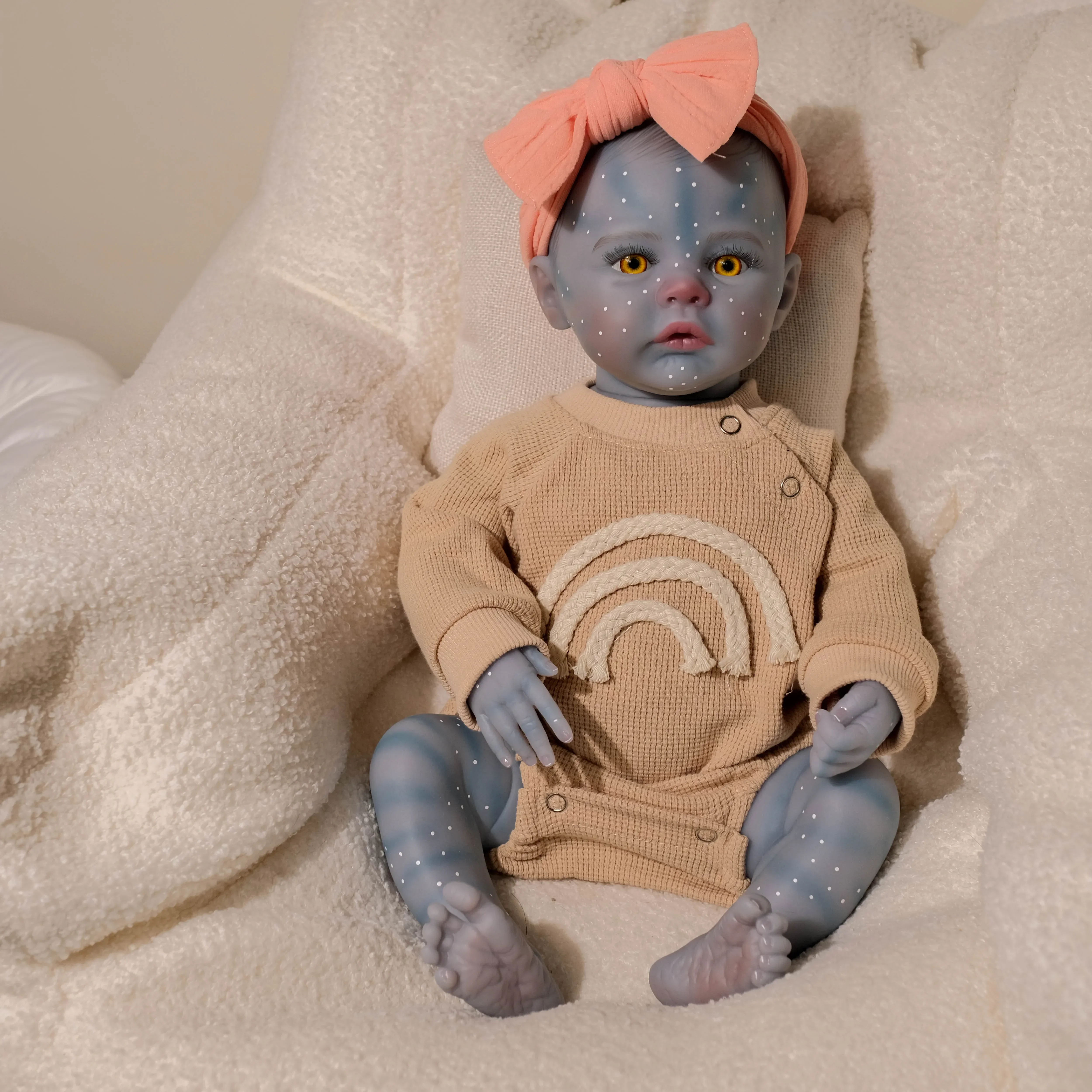 NPK 18inch Full Vinyl Body Avatar Meadow Girl Lifelike Reborn Toddler Newborn Doll Hand-Detailed Paint with 3D Visible Veins