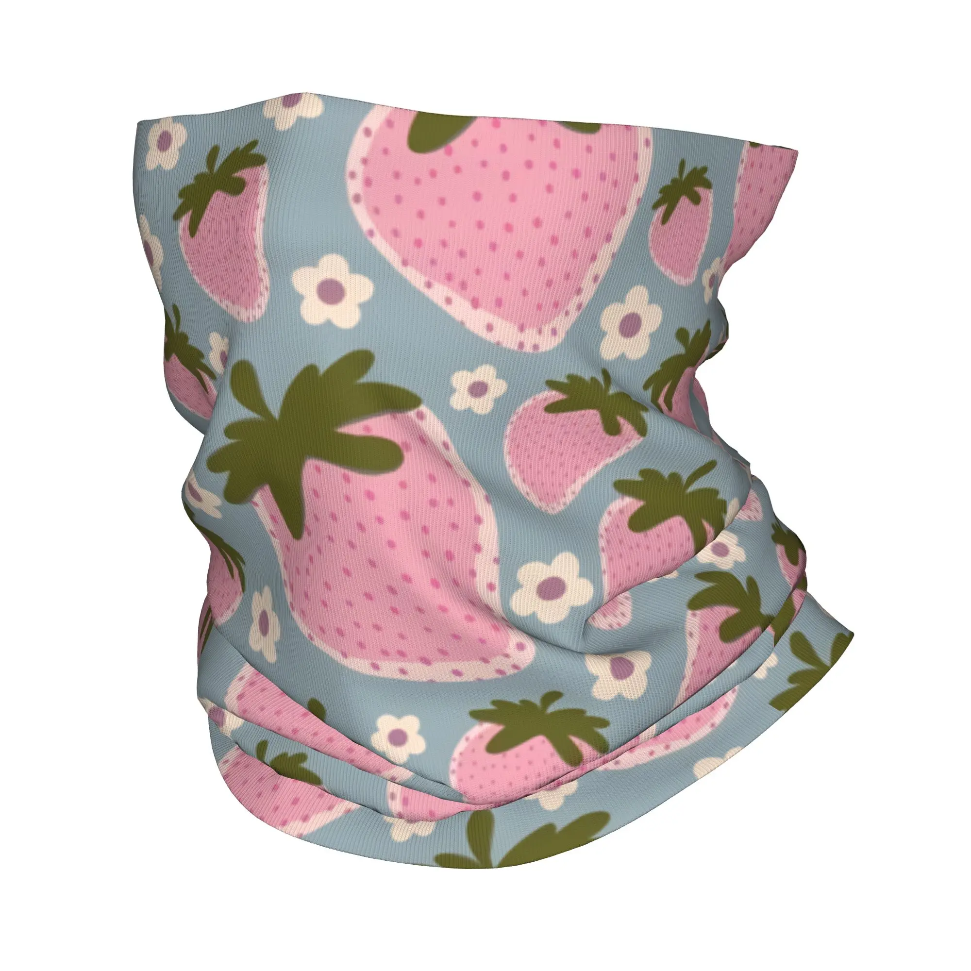 Strawberry Floral Fruit Summer Cute Pink Bandana Neck Cover Mask Scarf Multifunctional Face Mask Riding Unisex Adult All Season