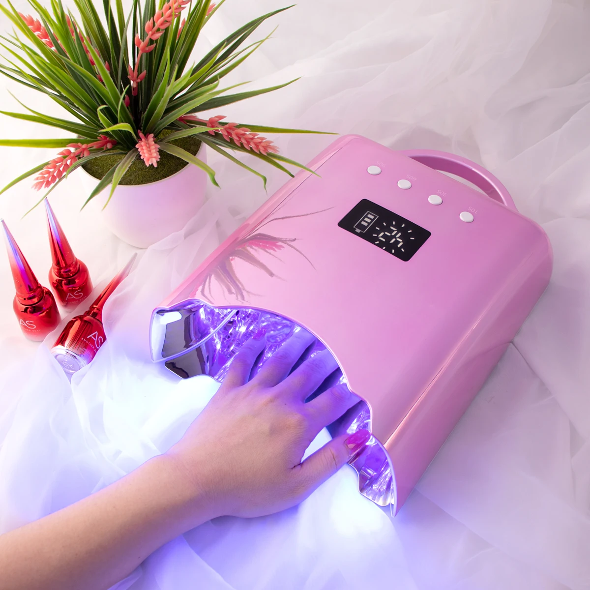 Portable professional non rechargeable mirror nail drying lamp led nail lamp with metal base