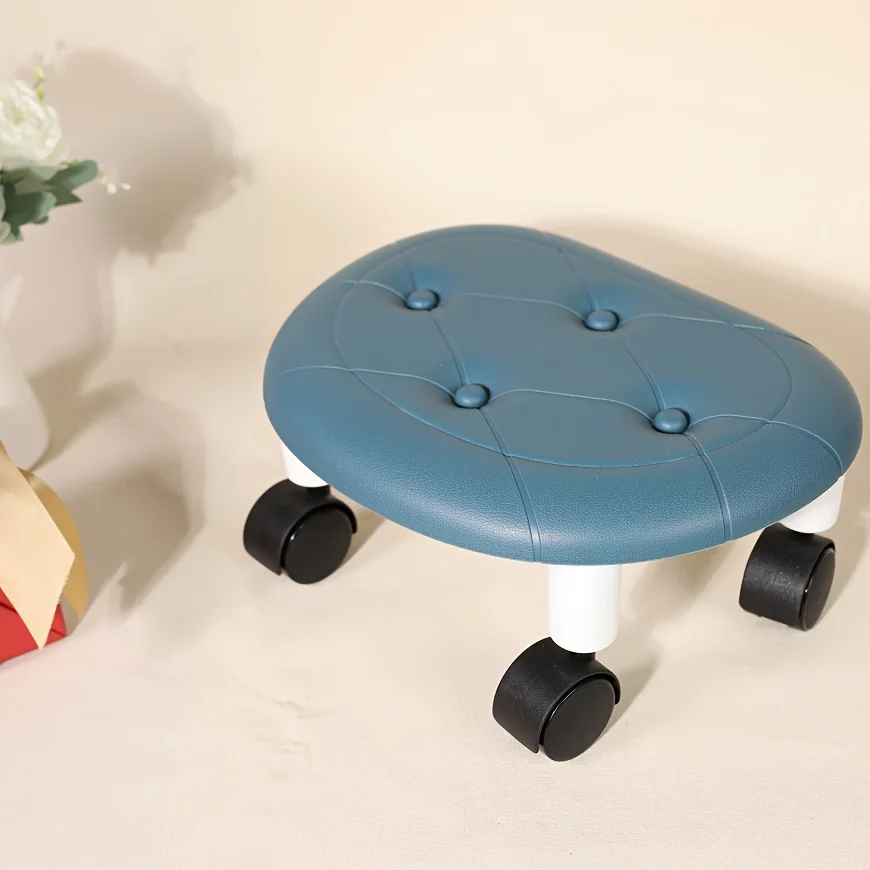 1pc Rolling Low Stool with Wheels, Durable Plastic Footstool for Entryway Bath, Shoe Changing & Organization image 6