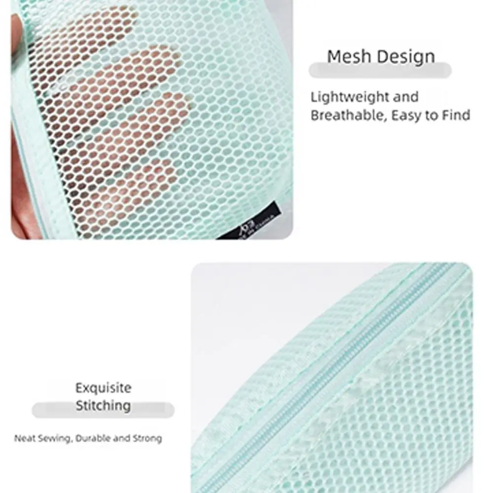 Portable Mesh Cosmetic Bag Transparent Dopamine Lipstick Makeup Bag Large Capacity Zipper Coin Purse for Women Girls
