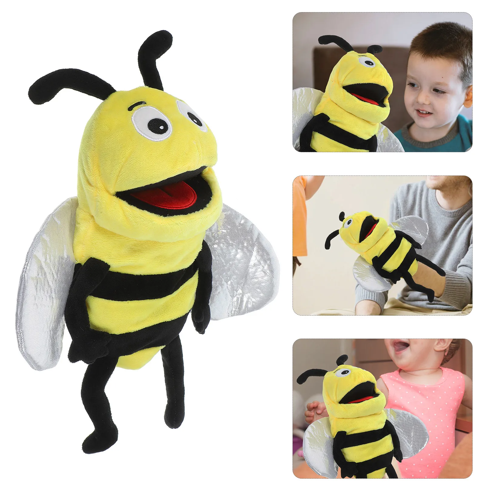 

Soft Bee Hand Puppet Interactive Cartoon Animal Storytelling Educational Role Play Hand Puppet for Kids Creative Play