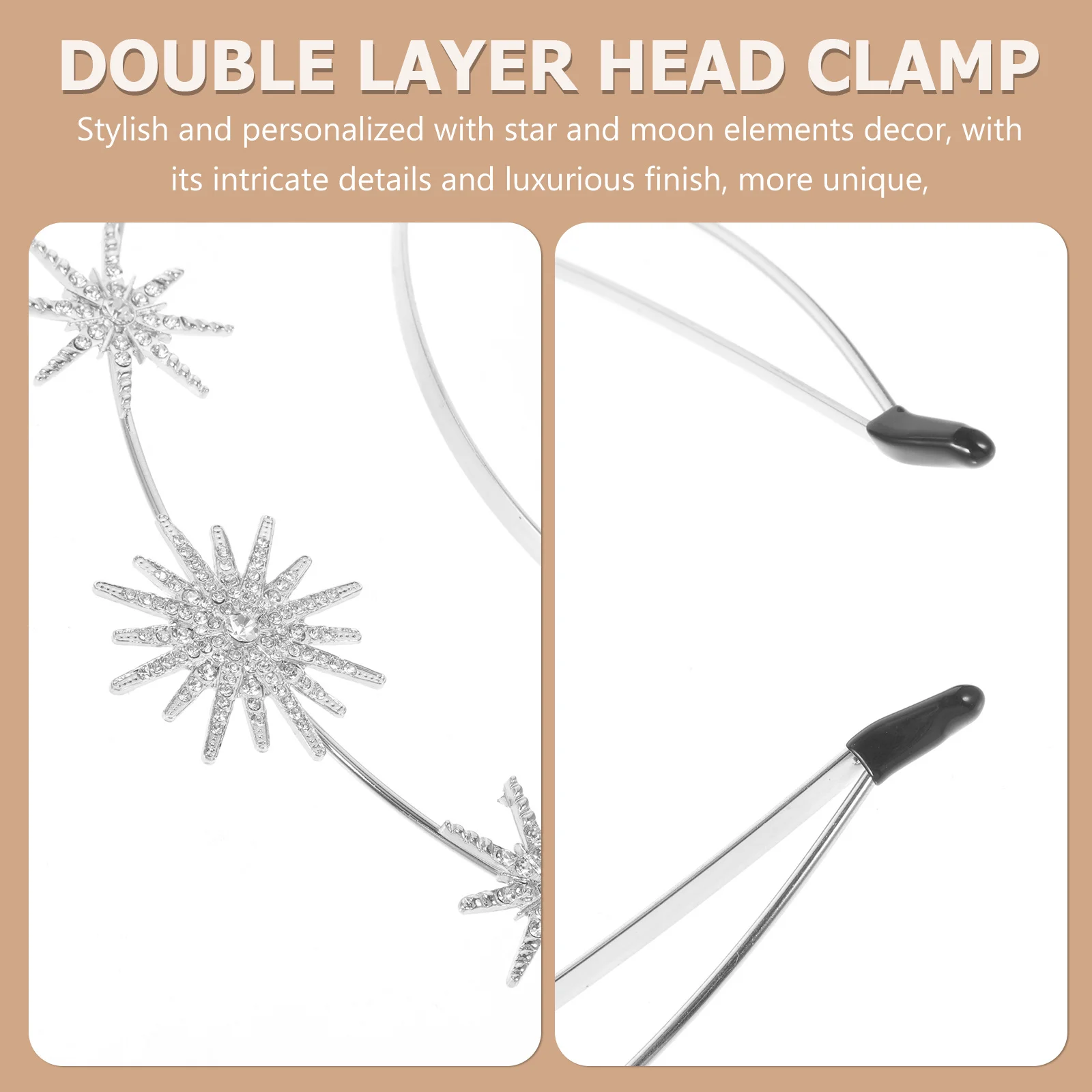 

Star Moon Headpiece Double Layer Metal Headband Wedding Crown For Women Hair Accessories Goddess Headband Bridal Party Costume