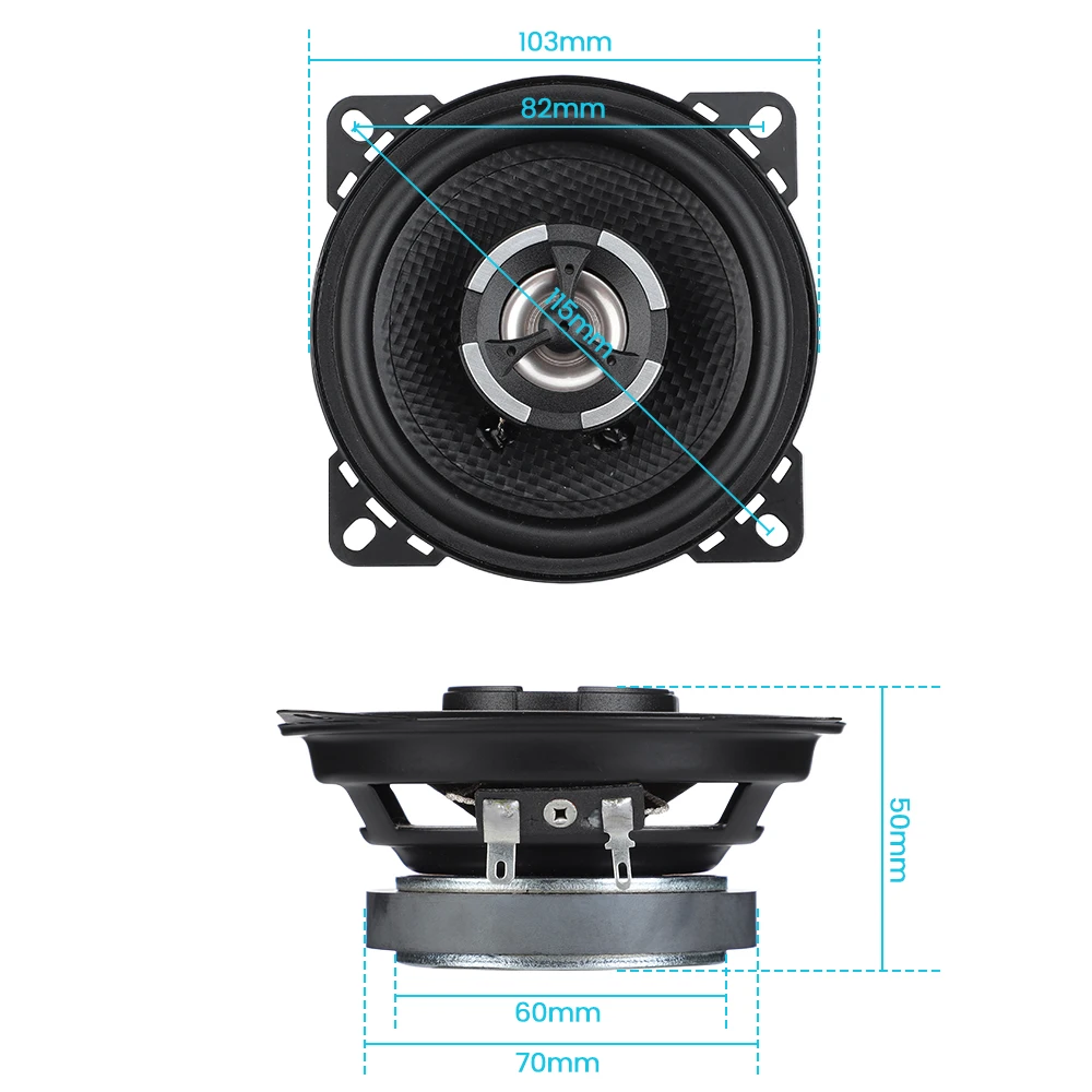 Aiyima-車の同軸スピーカー,2個,4インチ,30W,フルレンジ,ステレオ,ソフトミュージック,ガラス繊維,自動車用サブウーファースピーカー
