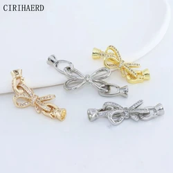 14K Gold Plated Zircon Bow Buckle Fashion Luxury Jewelry Fastener End Clasps For Jewelry Bracelet Making Supplies Accessories