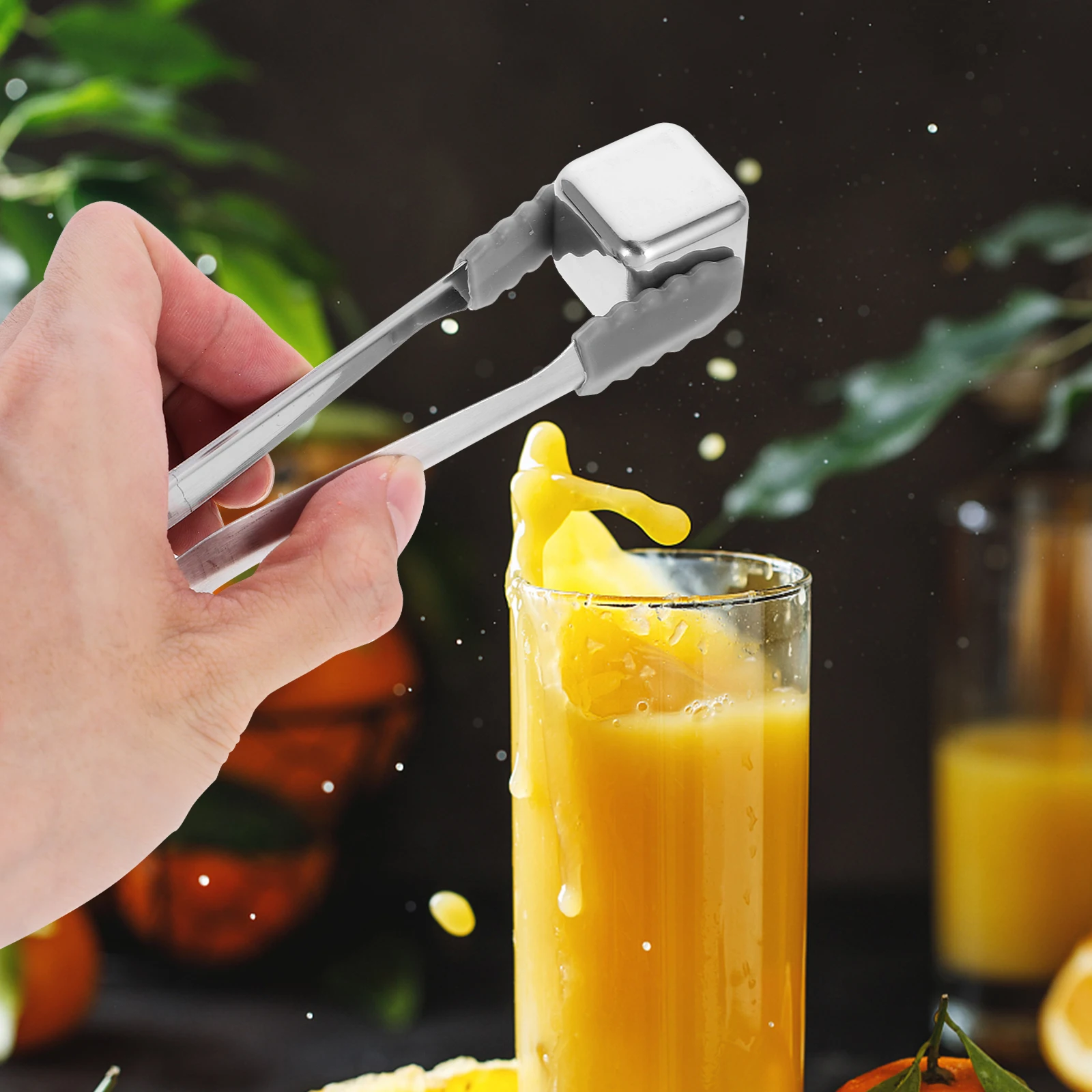 

1Set Stainless Steel Whiskey Stones Ice Cubes Longevity Convenient Tongs Sophistication Home Bar Restaurants Beer