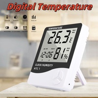 HTC-1 LCD Electronic Digital Temperature Humidity Meter Thermometer Hygrometer Indoor Outdoor Weather Station Clock