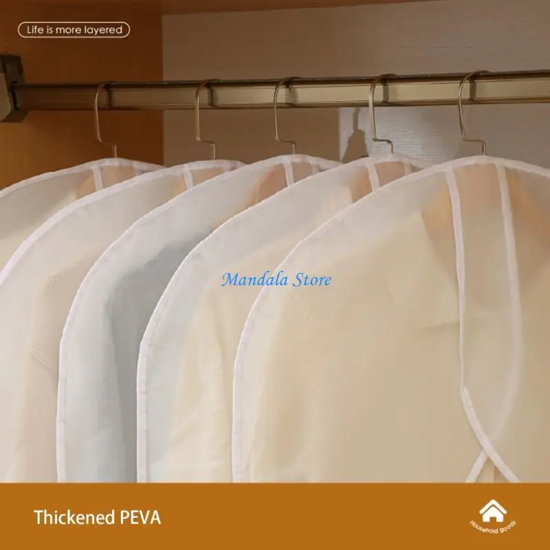 

U2JC 5 Pieces Wardrobe Garment Cover Clear Dust Protective Shoulder Cover For Hanging Clothes Coat Suit Protectors