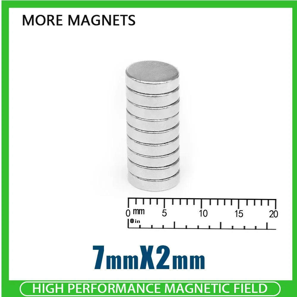 

50/100/200PCS 7x2mm Mini Round Super Strong Neodymium Magnets N35 Powerful Fridge Magnets 7*2mm Magnetic Sheet Fishing Magnet