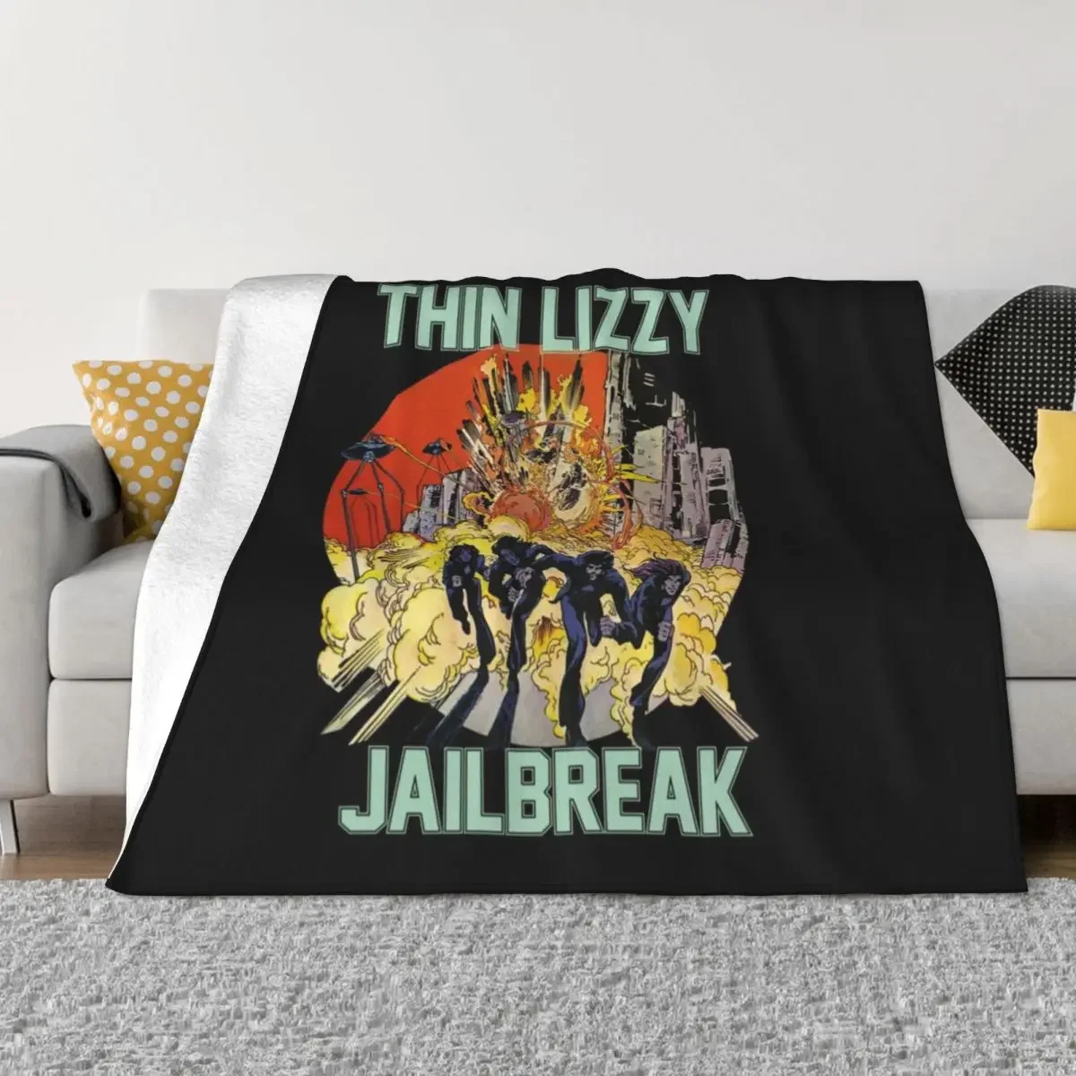 Thin Lizzy Jailbreak Explosion Vintage Gift For Fans, Gift For Men and Women, Gift Halloween Day, Thanksgivin Throw Blanket