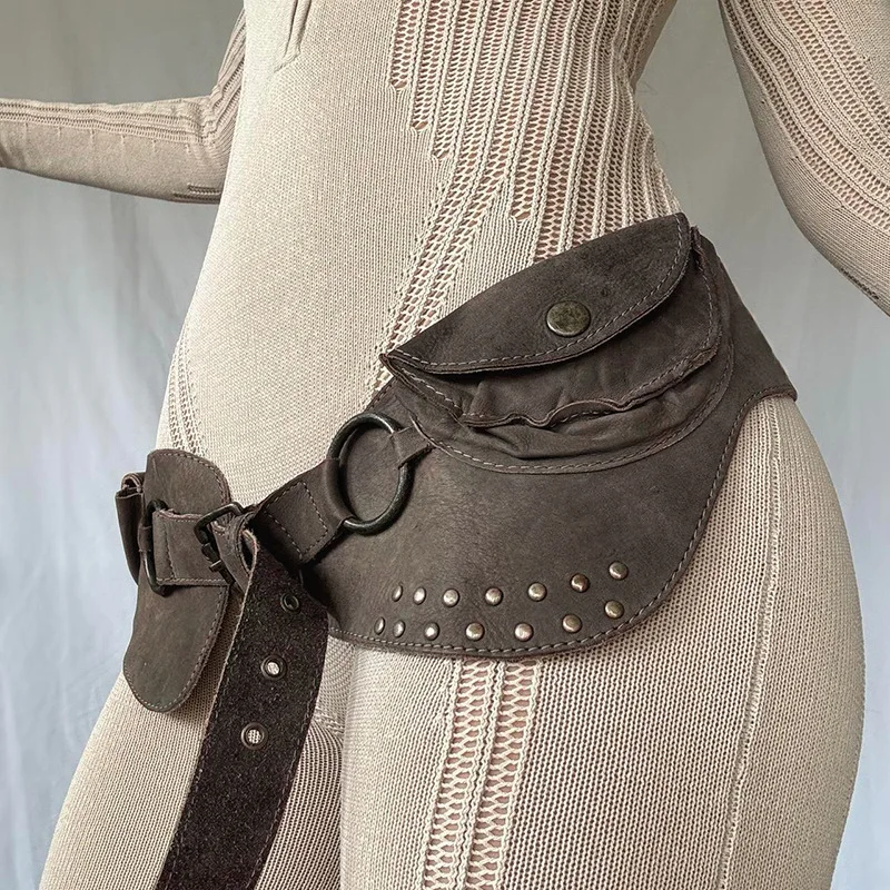 European And American Retro Mini Oval Bag Rivet Punching Belt Hot Girl Punk Fashion Personality Decorative Accessories Belt