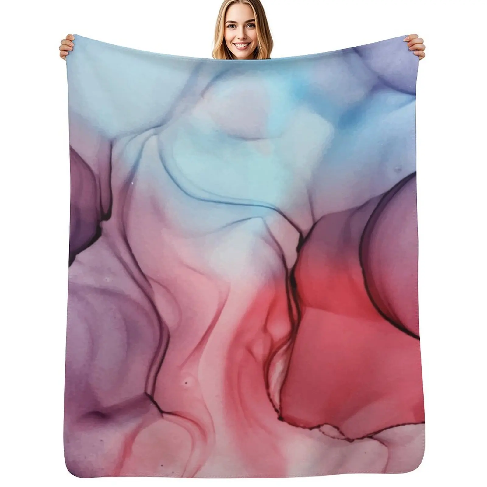 Flame Fired Alcohol Ink Painting Throw Blanket Ultra Plush Cozy Blanket for Napping Sleeping