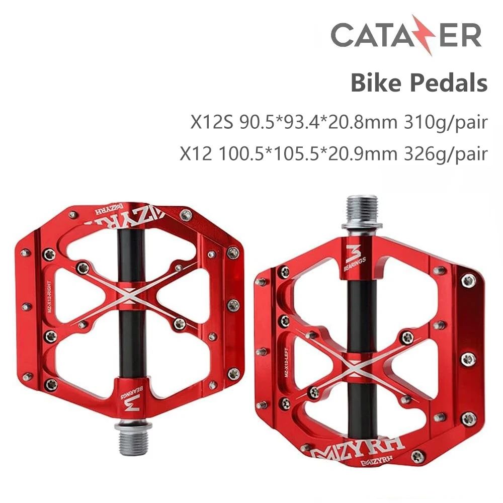 CATAZER Bike Pedals 3 Bearings Strong Lightweight Aluminum Alloy CNC Machined Non-Slip Bicycle Pedals for Road BMX MTB 9/16