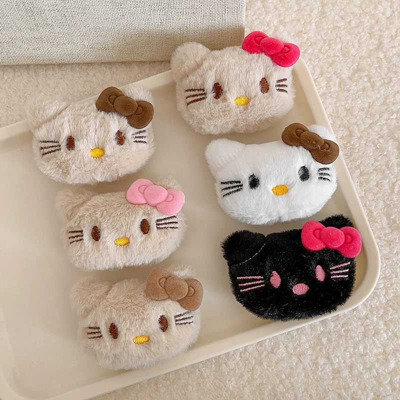 Sanrio Hello Kitty Plush Kawaii Brooch Backpack Badge Pins Ornaments Clothing Accessories Cute Cat Soft Stuffed Doll Corsage