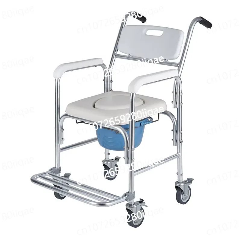 Medical rehabilitation supplies Foldable aluminum alloy bathroom toilet wheelchair Multifunctional toilet wheelchair