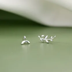 925 Sterling Silver Leaf Stud Earrings For Woman Piercing Wedding Elegant Jewelry Wholesale   925 Money