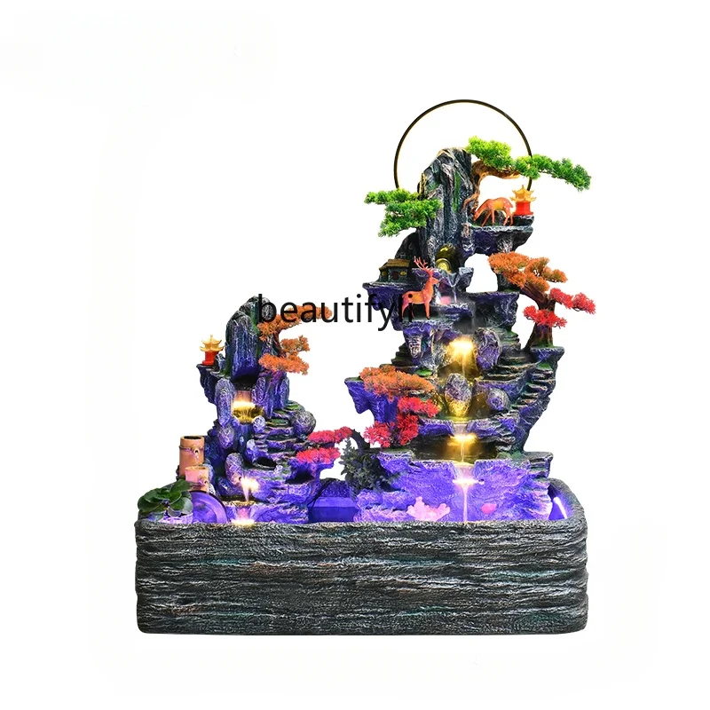 Garden balcony circulating water ornament glass fish pond lucky decoration rockery flowing water fountain landscaping