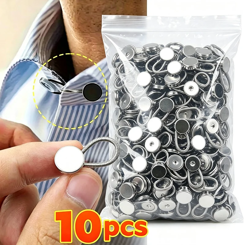 2/10pcs Collar Extenders Buttons for Jeans Pants Waist Stretch Shirt Tie Neck Expanders Flexible Reusable Buckle Accessories