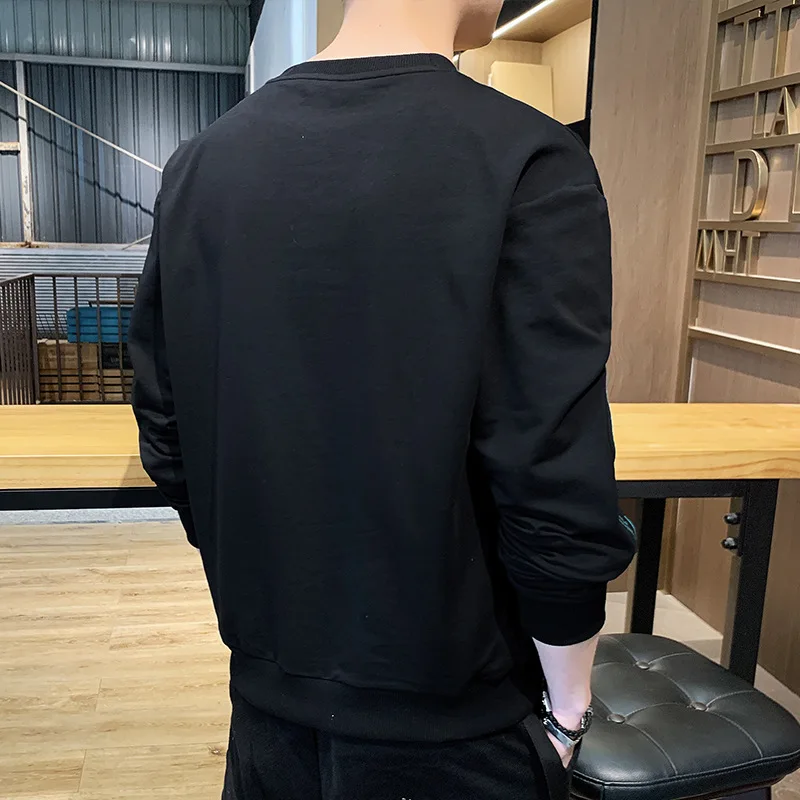 2023 Crewneck Hoodie Men's Spring Autumn Popular Casual Fashion Leggings Long-Sleeved T-Shirt Men's Young Solid Color Clothing