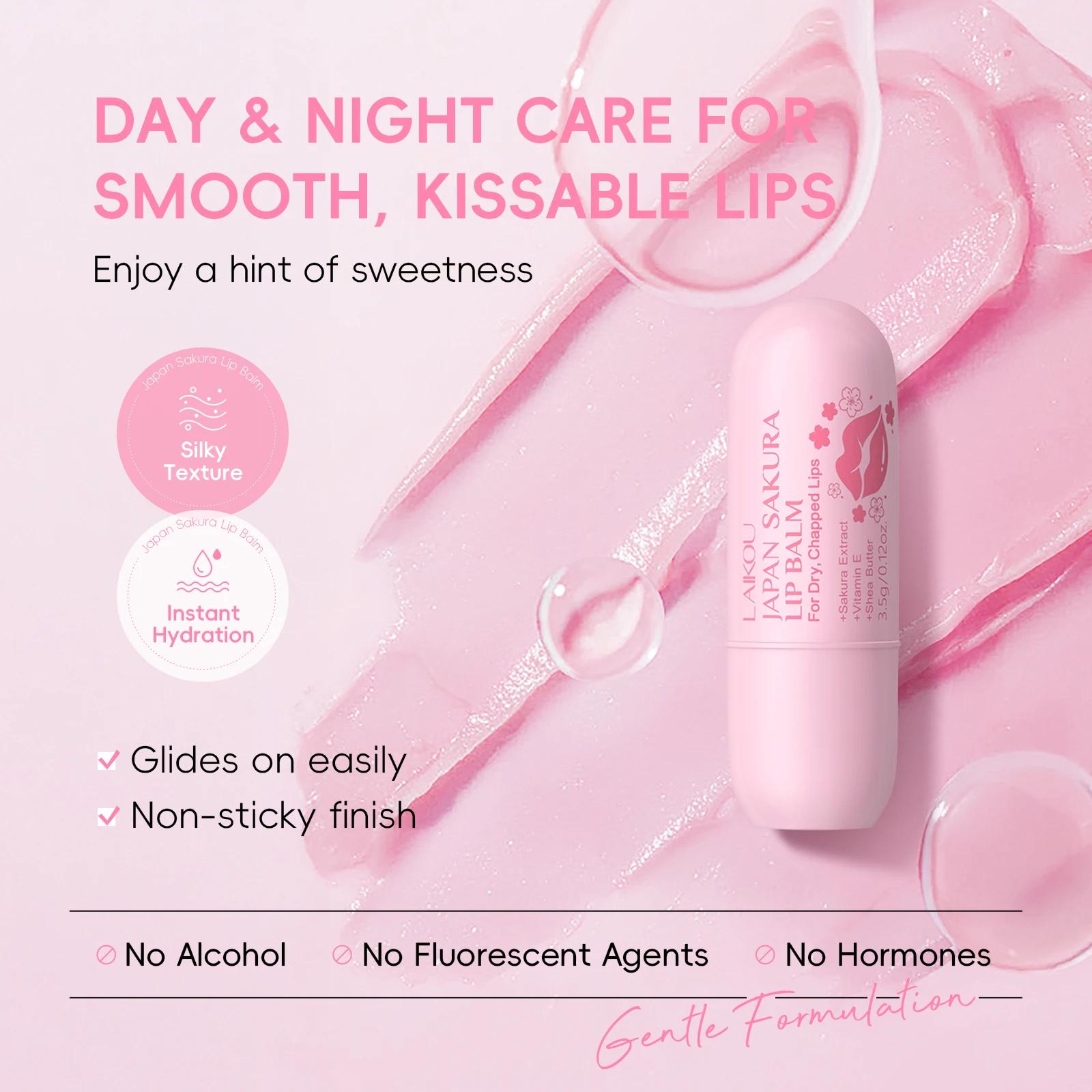 LAIKOU Japan Sakura Lip Balm Hydrating Plumping Treatment Soft Radiant Lip Care 3.5 جرام