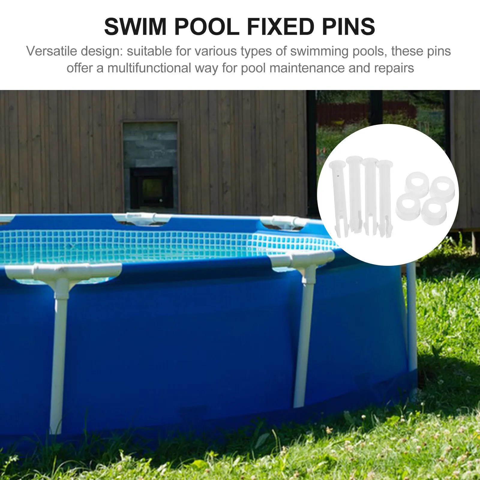 Juego de 4 pasadores de fijación para estructura de piscina, piezas de repuesto de PVC para juntas de piscina, tapas de sellado de postes, para la integridad estructural y prevención de fugas
