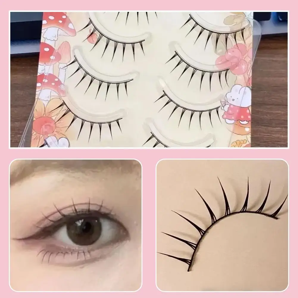 Ciglia finte dall'aspetto naturale Ciglia finte in un unico pezzo Ciglia Manga in plastica Stelo per trucco nero Strumento artificiale falso B6E1