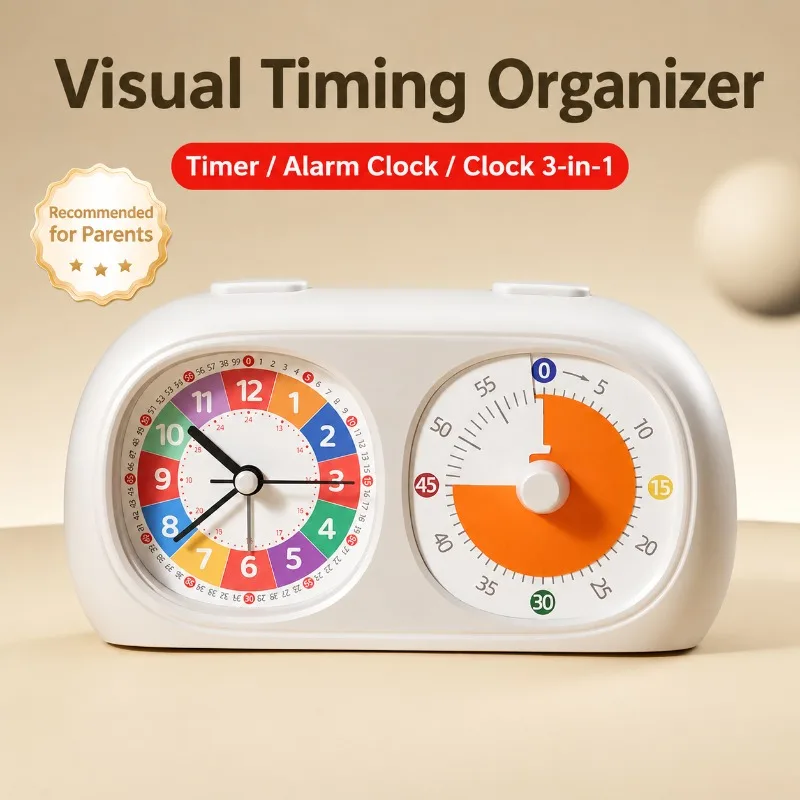 Visual Timer for Kids Students Self-Discipline Homework Study Countdown Clock Silent Alarm Time Management Tool for Classroom