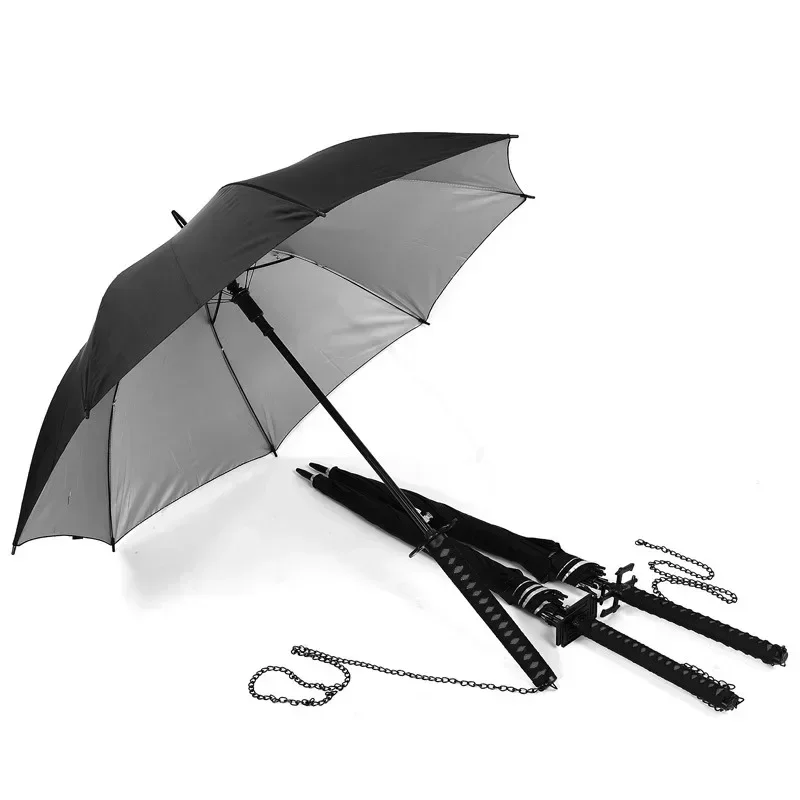 Bleach Kurosaki Ichigo Katana Umbrellas Anime Samurai Sword Parasol Aizen Sousuke Zangetsu Long Katana Handle Parasol Umbrella