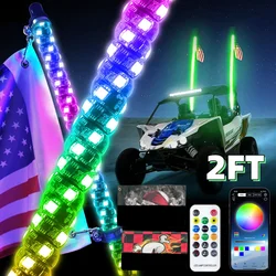 2FT LED Whip Lights Lighted Antenna Whips For ATV UTV Polaris RZR Off Road Truck Sand Buggy Dune Flagpole Lamp