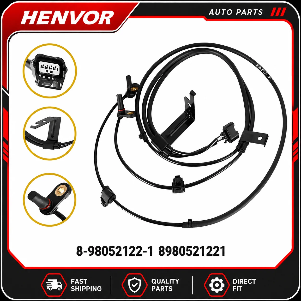 New Rear ABS Wheel Speed Sensor 98052122 8980521221 For Isuzu D-Max 2.5L Turbo Pickup 2012- 52015310