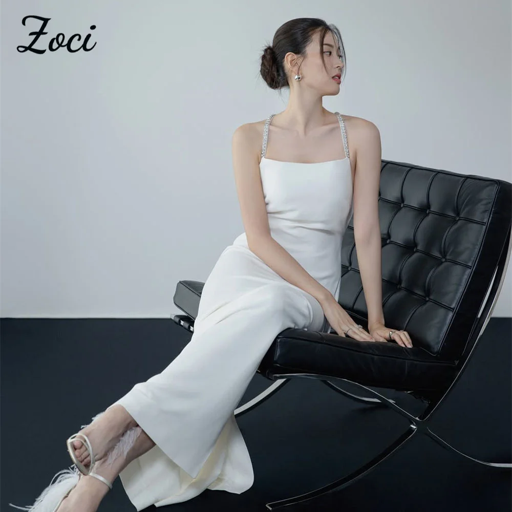 

Zoci Sexy Strapless Korea Wedding Dresses Beading Sapghetti Straps Photos Shoot Dress Customized Backless Mermaid Bridal Gown