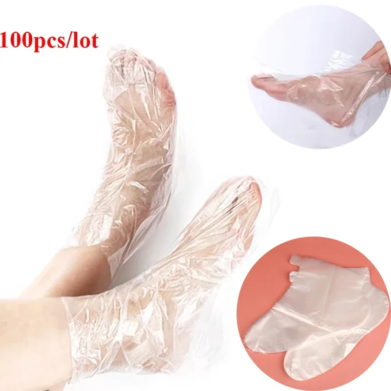 100 Uds. Bolsas Transparentes Desechables para Pedicura, Cubiertas para SPA Detox, Previenen Infecciones, Eliminan Tallos Secos, Herramientas para el Cuidado de los Pies, Toallitas para Baño