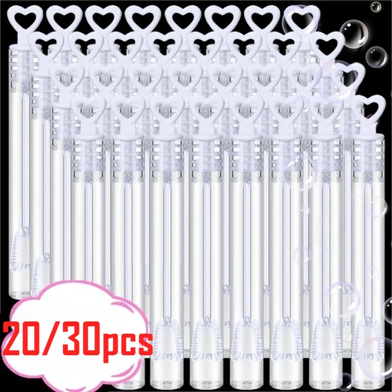Bouteilles de savon à bulles en forme de cœur, 20/30 pièces, mini tube à bulles, cadeaux de mariage pour invités, décorations de fête d'anniversaire