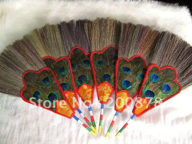 Natural Peacock Feather Decor Arts Fan Tibet family decoration Buddhist things