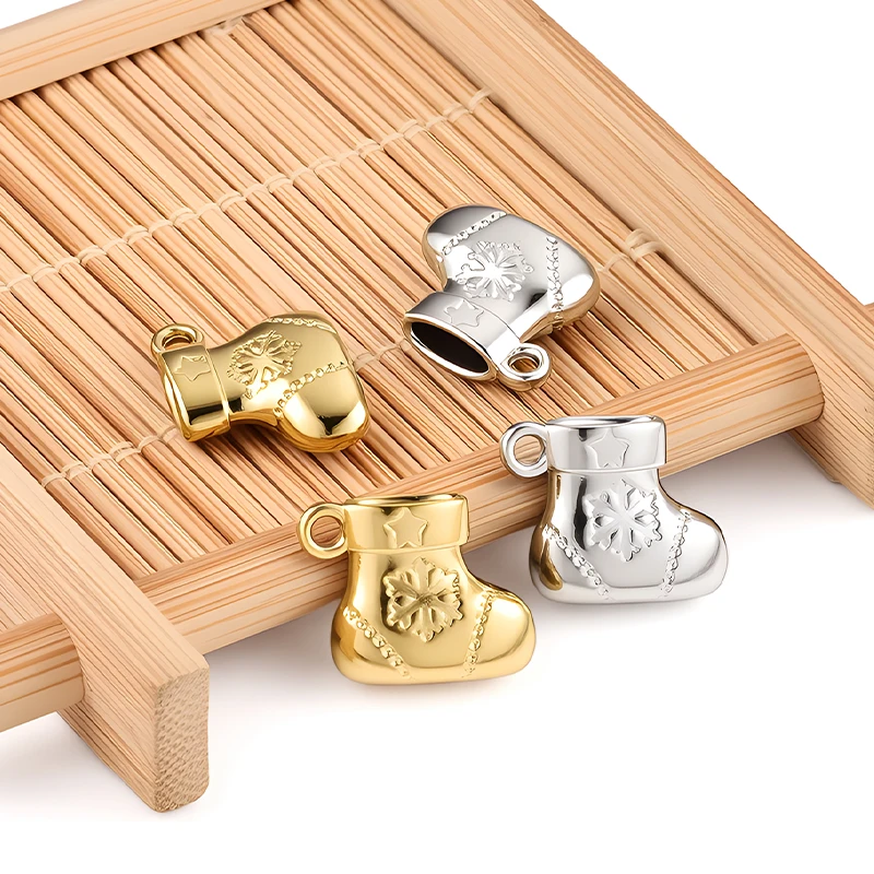 5Pcs Stainless Steel Charms Christmas Stockings Pendant Accessories DIY Bracelet Necklace Earring Jewelry Making Materials