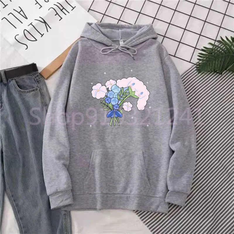 Streetwear Cinnamoroll Hoodies Women Sweatshirt Cartoon Spring Long Sleeve Print Sweatshirts Casual Pullover Felmale Clorthes