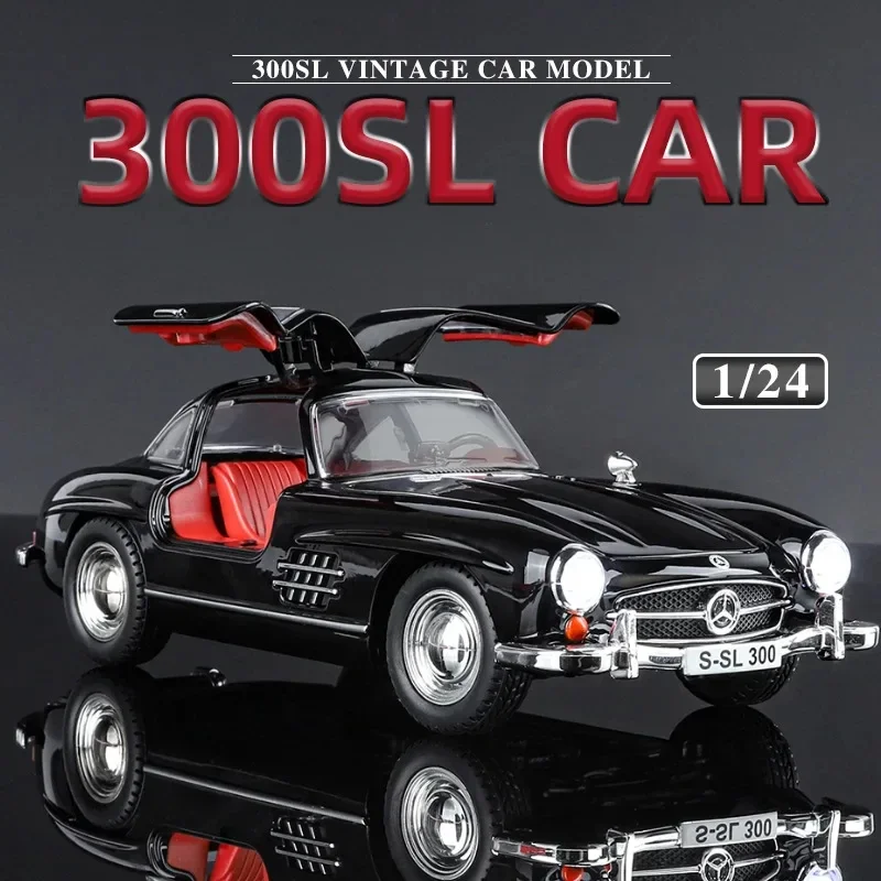 1:24 Mercedes-Benz 300SL Alloy Car Model Diecasts Metal Toy Classic Car Model Sound Light Collection Childrens Gifts C392