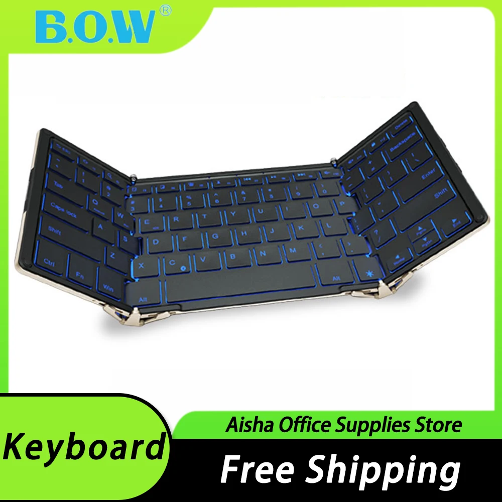 

BOW Folding Keyboard Bluetooth Wireless Customizate RGB Light Foldable Bluetooth Keyboard Pc Gamer Accessories for Mac Office