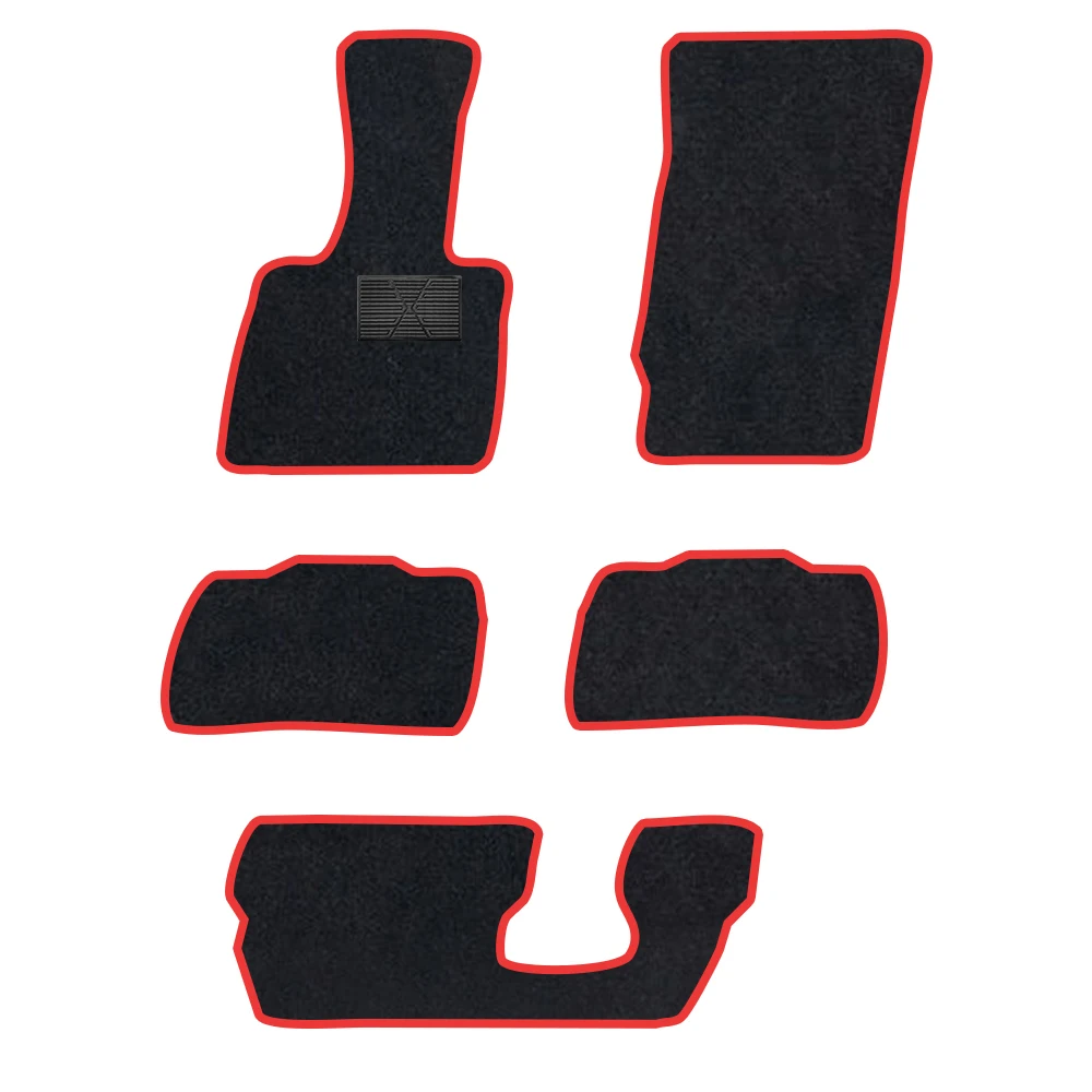 

Car Floor Mat For Ford Explorer 2023–present U625 MK6 7seats Polyester suede Anti Slip black Backing red Binding Trim Edge